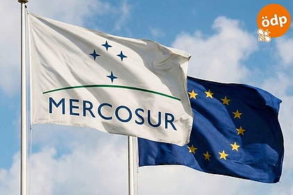Fahnen Mercosur und Europa